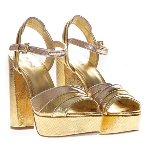 michael kors schlappen gold|michael kors leather platform sandals.